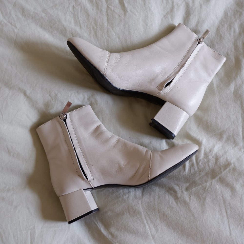 Zara White Leather Boots